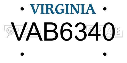 VAB6340 Virginia License Plate