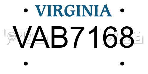 VAB7168 Virginia License Plate