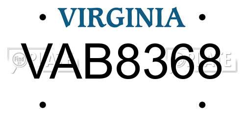VAB8368 Virginia License Plate