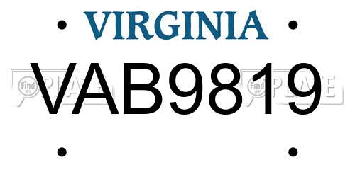 VAB9819 Virginia License Plate