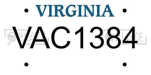VAC1384 Virginia License Plate