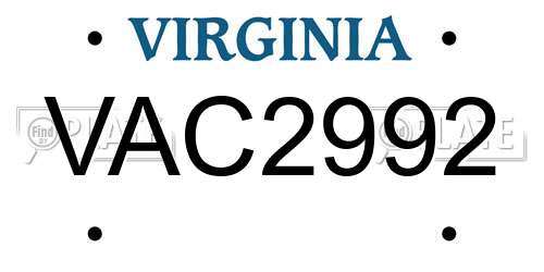 VAC2992 Virginia License Plate