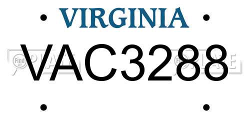 VAC3288 Virginia License Plate