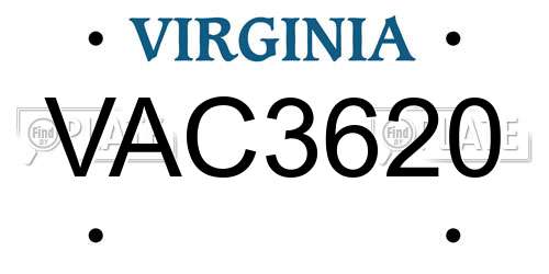 VAC3620 Virginia License Plate