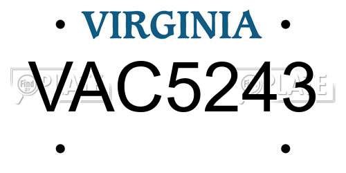 VAC5243 Virginia License Plate