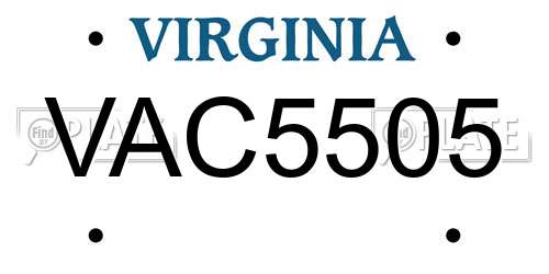 VAC5505 Virginia License Plate