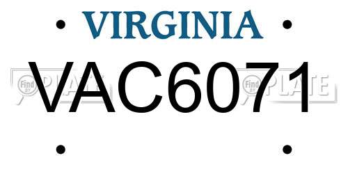 VAC6071 Virginia License Plate