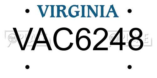 VAC6248 Virginia License Plate