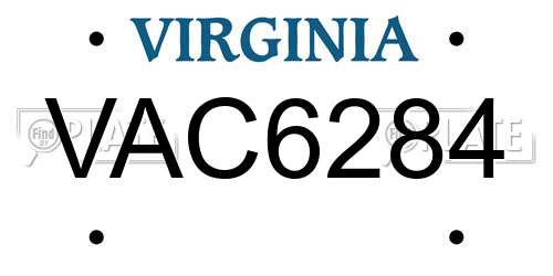 VAC6284 Virginia License Plate