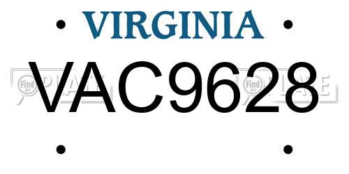 VAC9628 Virginia License Plate