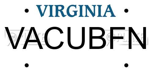 VACUBFN Virginia License Plate