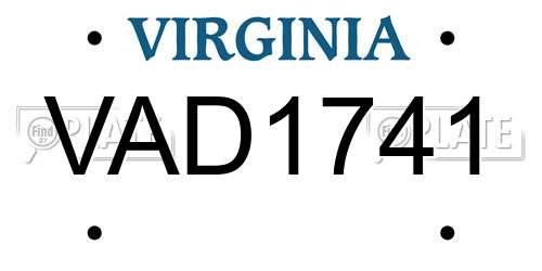 VAD1741 Virginia License Plate