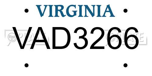 VAD3266 Virginia License Plate