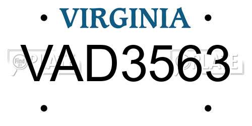 VAD3563 Virginia License Plate
