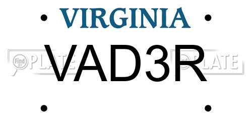 VAD3R Virginia License Plate