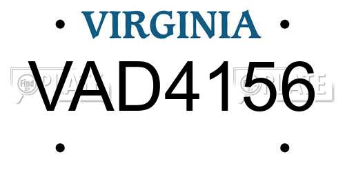 VAD4156 Virginia License Plate