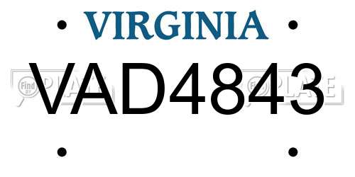 VAD4843 Virginia License Plate