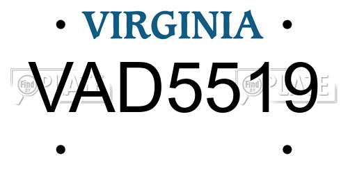 VAD5519 Virginia License Plate