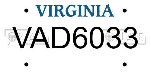 VAD6033 Virginia License Plate