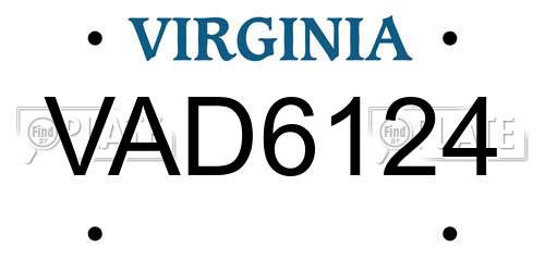 VAD6124 Virginia License Plate