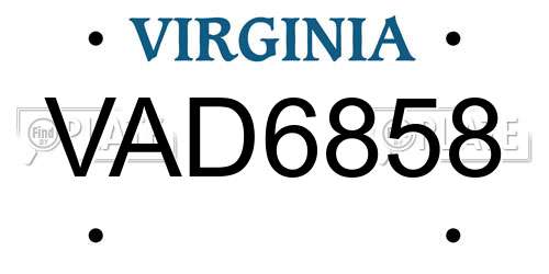 VAD6858 Virginia License Plate