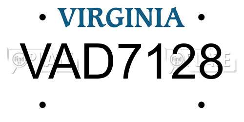 VAD7128 Virginia License Plate
