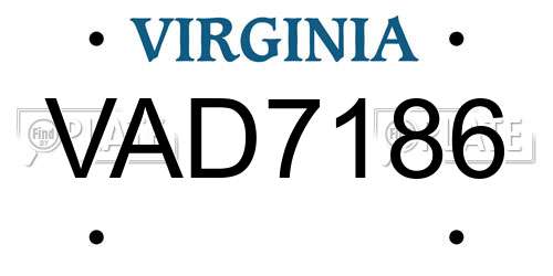VAD7186 Virginia License Plate
