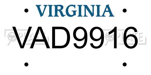 VAD9916 Virginia License Plate