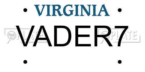 VADER7 Virginia License Plate