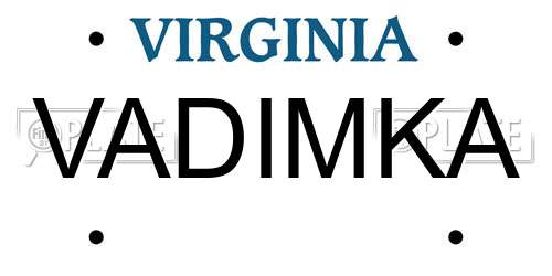 VADIMKA Virginia License Plate