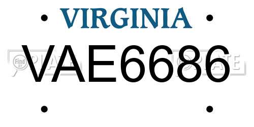 VAE6686 Virginia License Plate