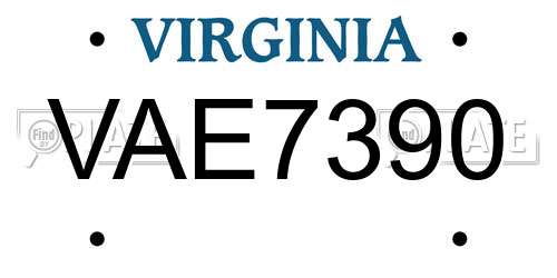 VAE7390 Virginia License Plate