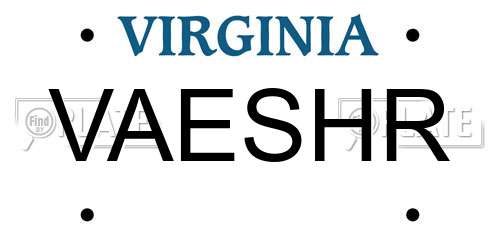 VAESHR Virginia License Plate