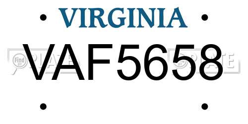 VAF5658 Virginia License Plate