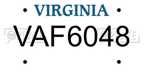 VAF6048 Virginia License Plate