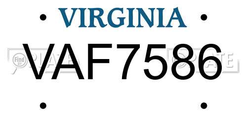 VAF7586 Virginia License Plate