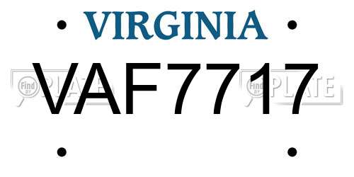 VAF7717 Virginia License Plate
