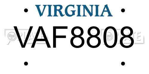 VAF8808 Virginia License Plate