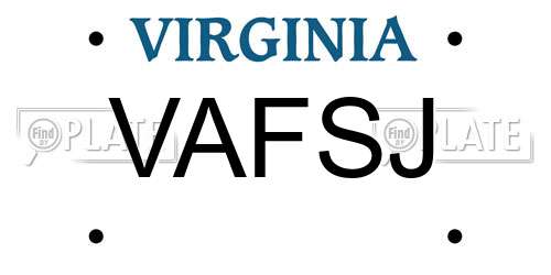 VAFSJ Virginia License Plate