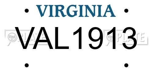 VAL1913 Virginia License Plate
