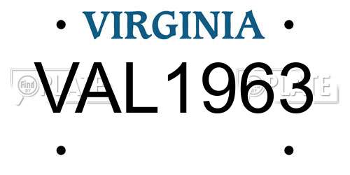 VAL1963 Virginia License Plate