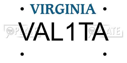 VAL1TA Virginia License Plate