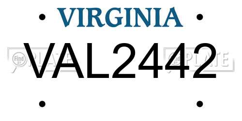 VAL2442 Virginia License Plate