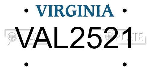 VAL2521 Virginia License Plate