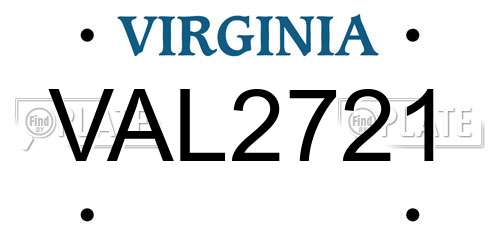 VAL2721 Virginia License Plate