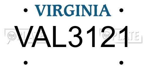 VAL3121 Virginia License Plate