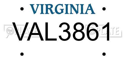 VAL3861 Virginia License Plate