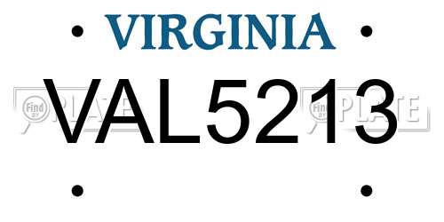 VAL5213 Virginia License Plate