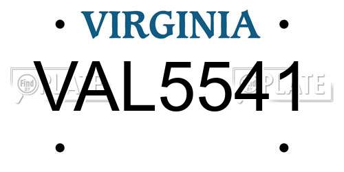 VAL5541 Virginia License Plate