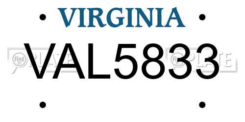 VAL5833 Virginia License Plate